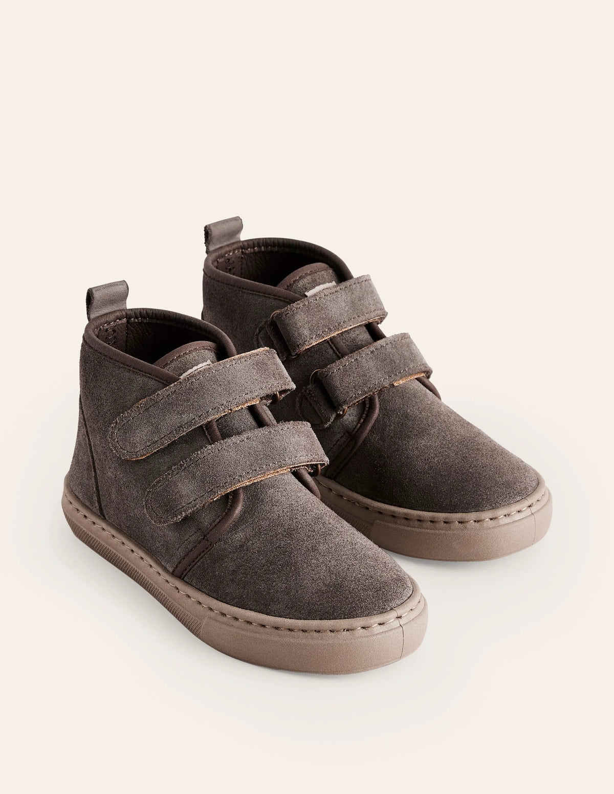 Suede Strap Boots-Grey