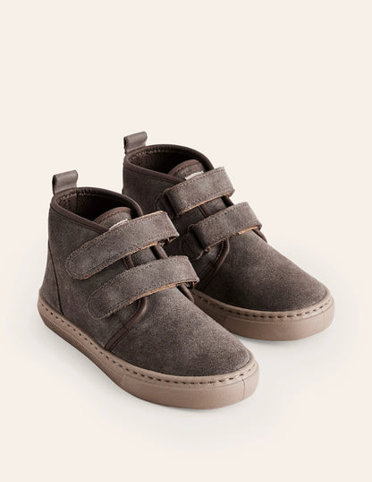 Suede Strap Boots-Grey