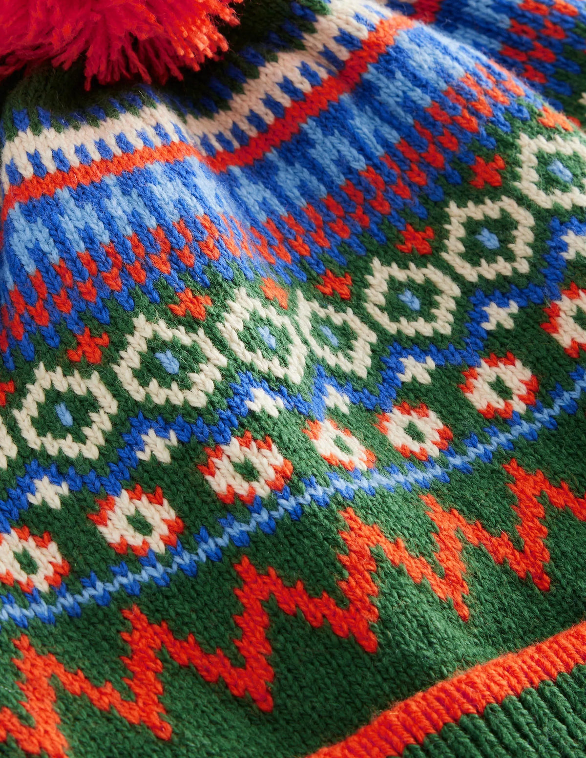 Fair Isle Knitted Beanie-Monster Green