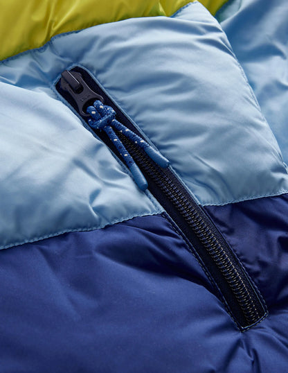 Ultimate Padded Coat-Gooseberry / Delft Colourblock