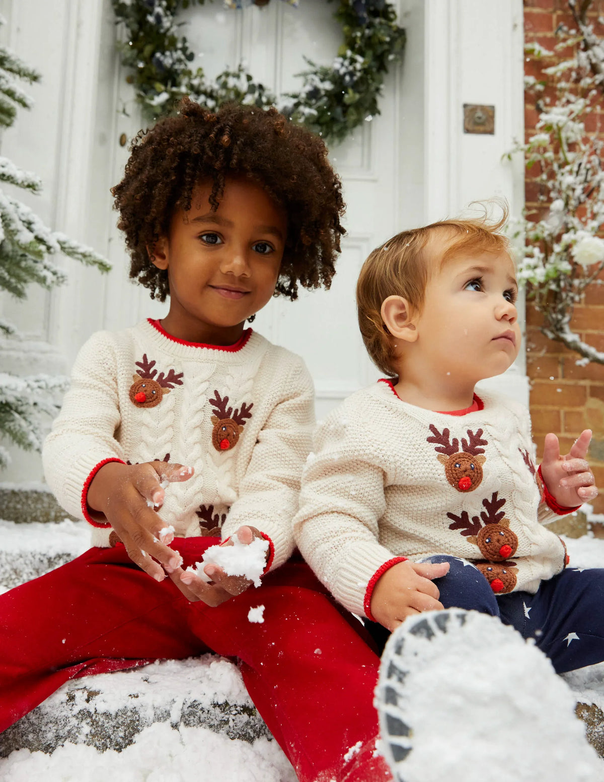 Rudolph Pom Pom Sweater-Ecru Marl