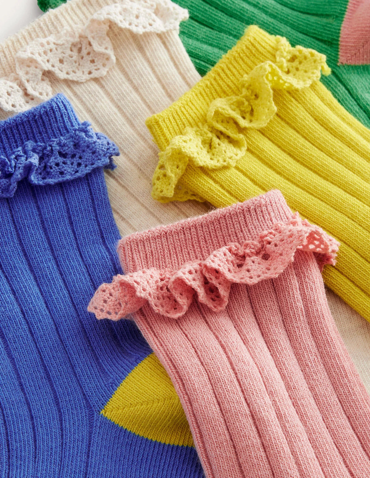 Ribbed Frilly Socks 5 Pack-Multi Pastel