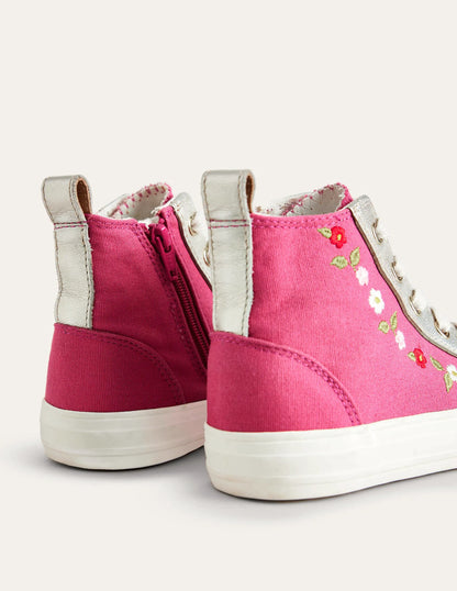 Embroidered High Tops-Rose Pink