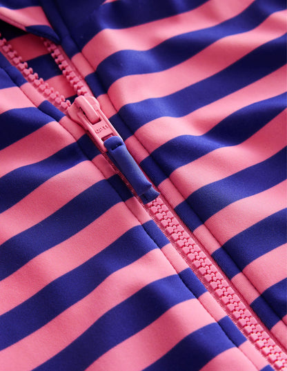 Long-sleeved Swimsuit-Azelea and Bluing Stripe