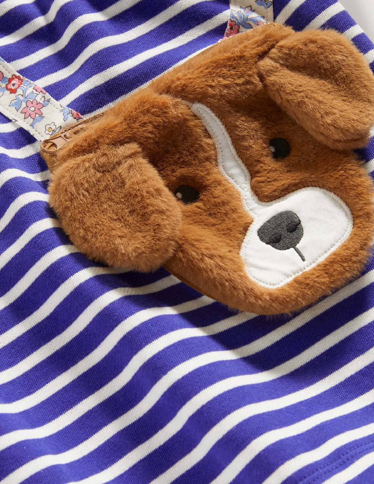 Appliqué Pocket Tunic-Bluing Blue/Ivory Dog