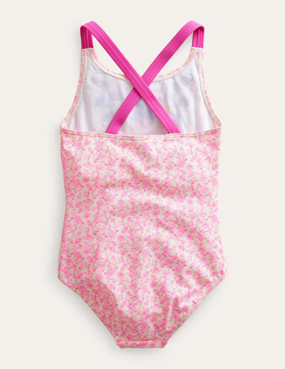 Embroidered Swimsuit-Festival Pink Summer Vine
