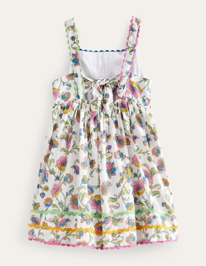 Bow Back Cotton Dress-Plum Blossom Summer Vine