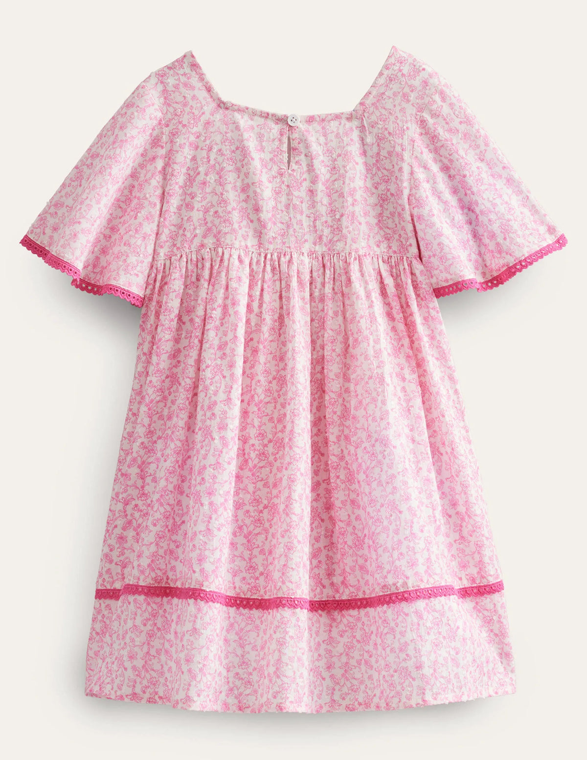 Embroidered Floaty Dress-Festival Pink Summer Vine