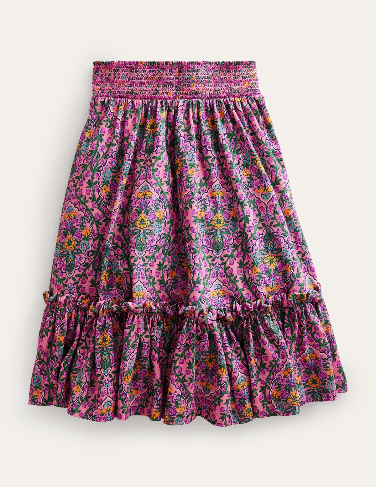Printed Jersey Midi Skirt-Azalea Woodblock Vine