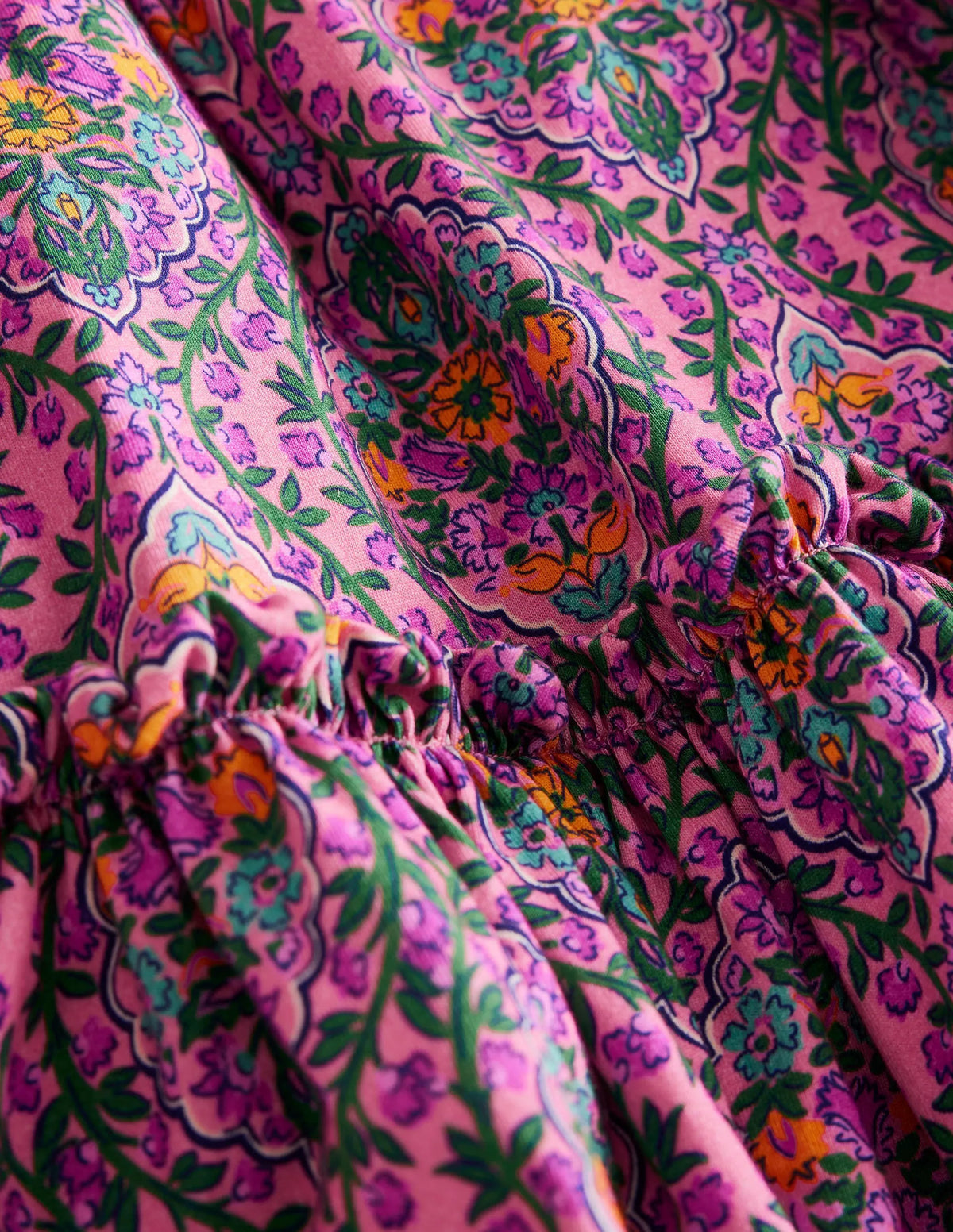 Printed Jersey Midi Skirt-Azalea Woodblock Vine