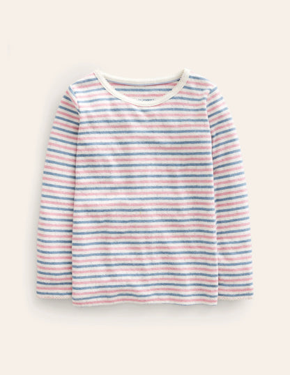 Long Sleeve Pointelle Top-Multi Stripe