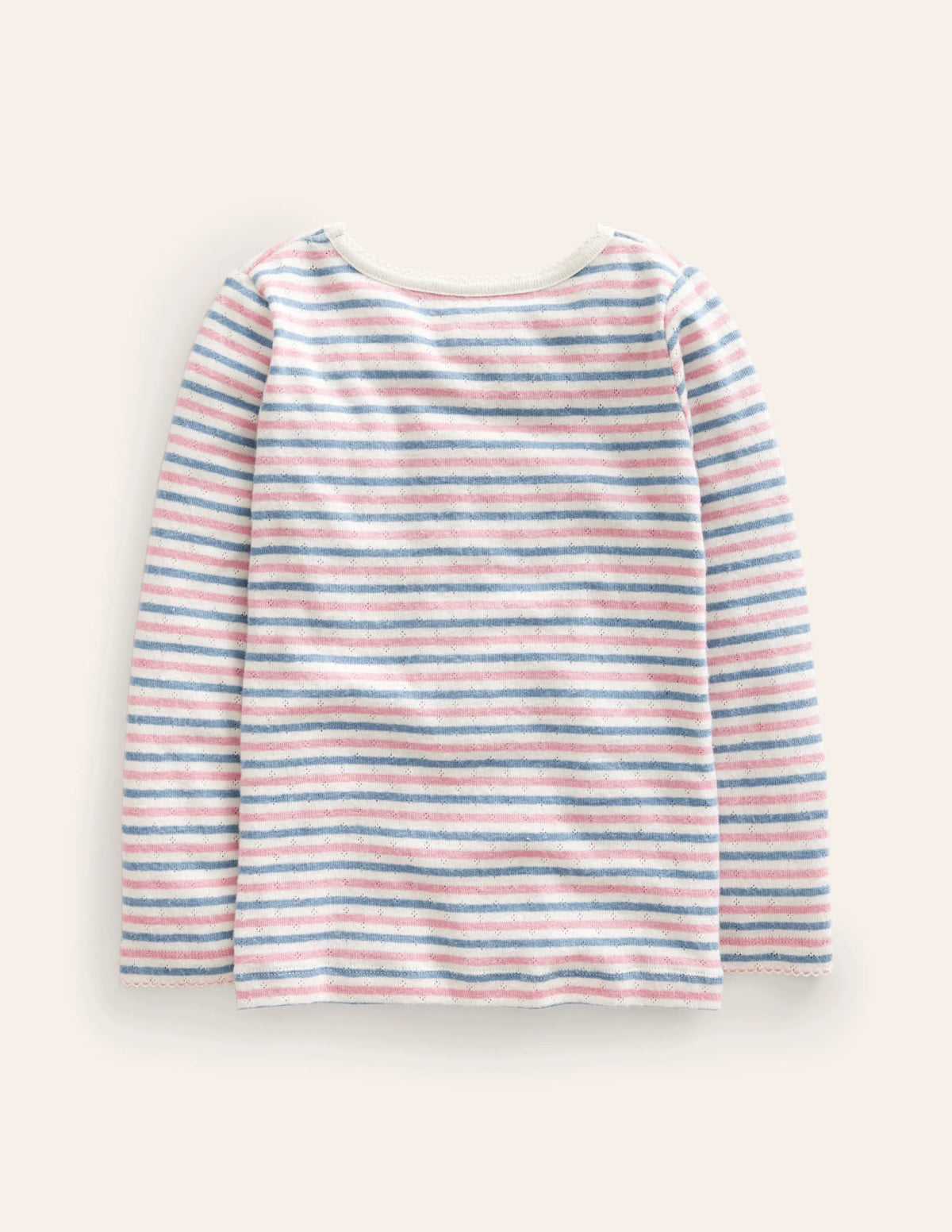 Long Sleeve Pointelle Top-Multi Stripe