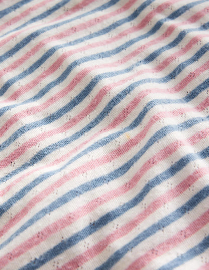 Long Sleeve Pointelle Top-Multi Stripe