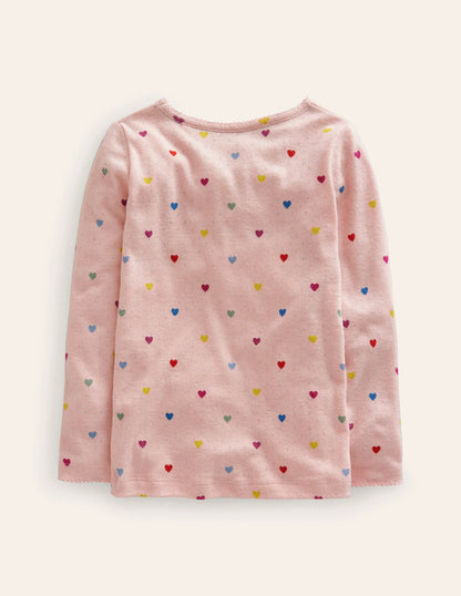 Long Sleeve Pointelle Top-Provence Pink Hearts