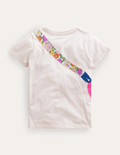 Front & Back Appliqué T-shirt-Oatmeal Marl