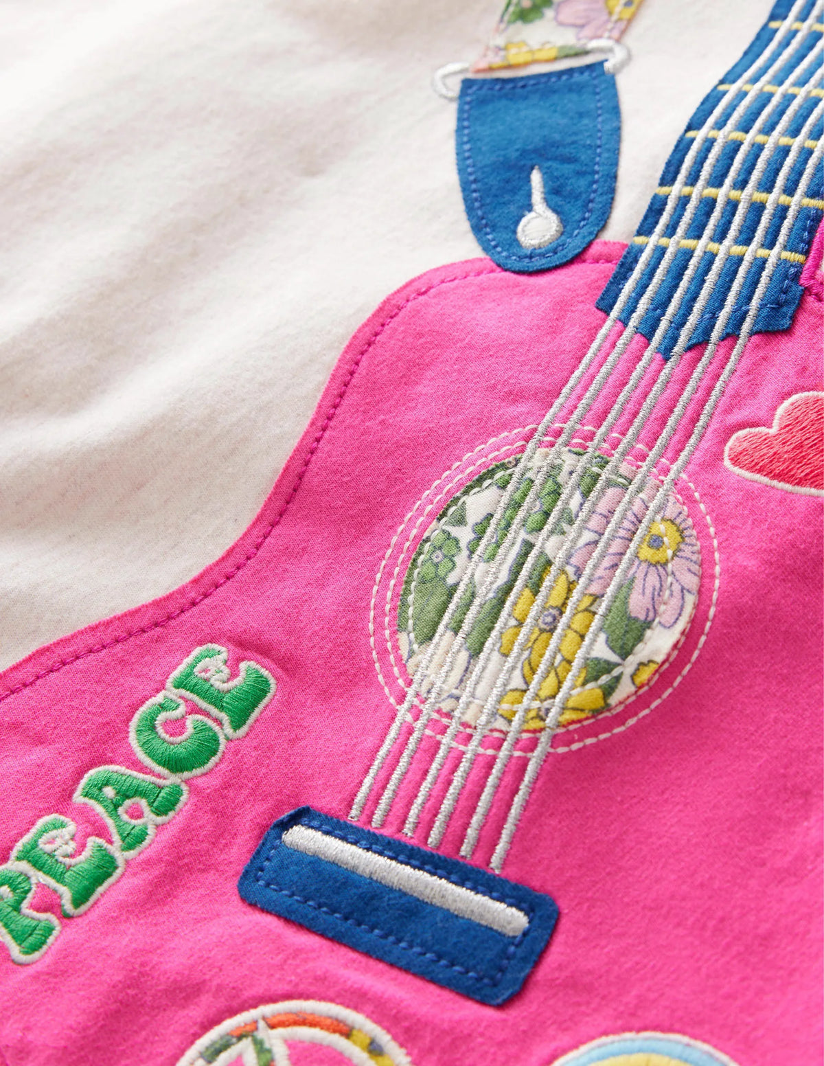 Front & Back Appliqué T-shirt-Oatmeal Marl