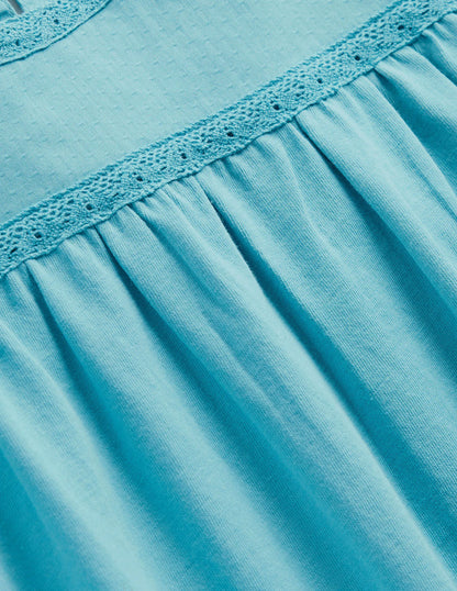 Flutter Sleeve Jersey Dress-Delphinium Blue
