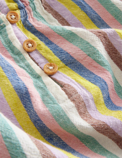 Raglan Striped Blouse-Brown and Lilac Rainbow