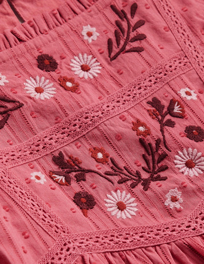 Embroidered Lace Dress-Blush Pink