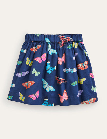 Pull On Twirly Skirt-College Navy Butterflies