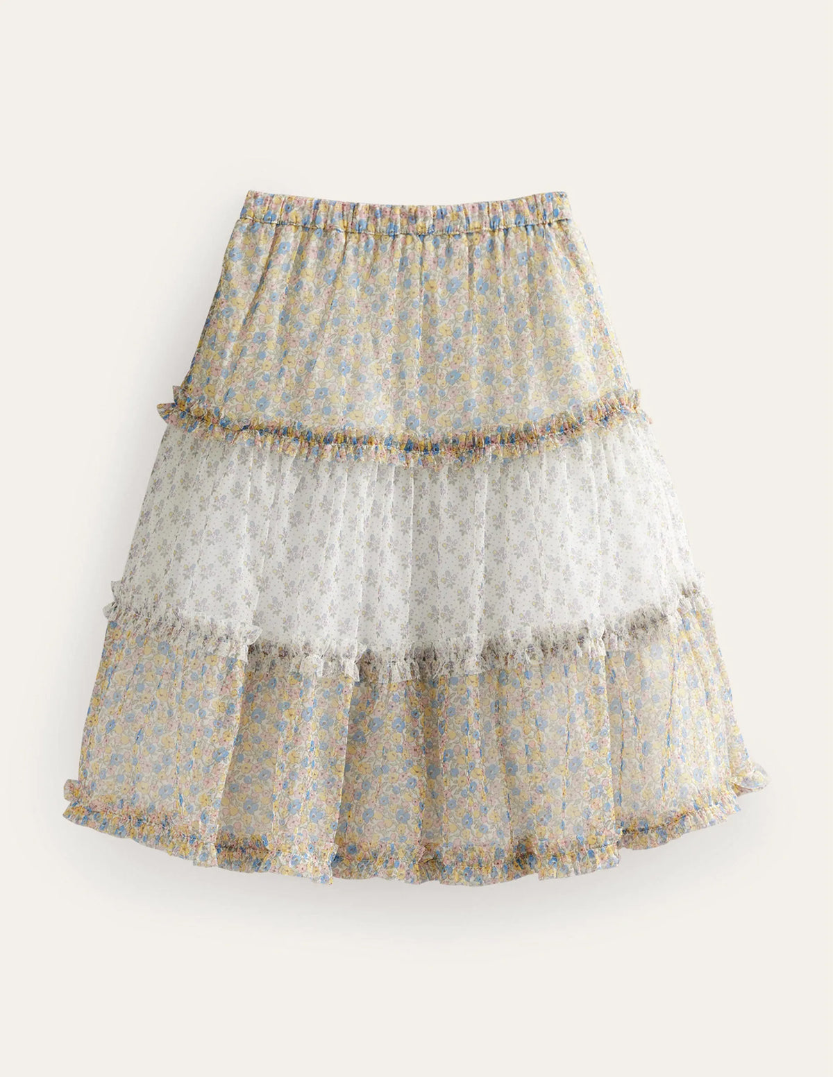 Tulle Midi Skirt-Multi Vintage Pattern