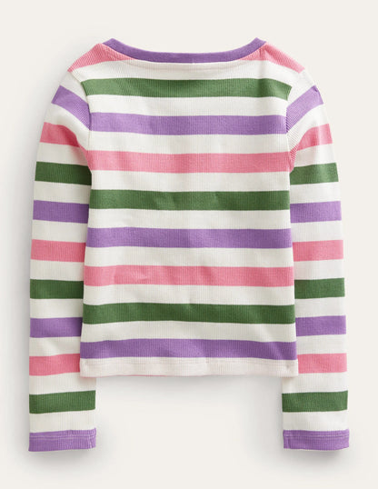 Cropped Long Sleeve T-shirt-Carousel/Aster