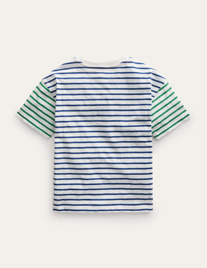 Boxy Short Sleeve Breton-Ivory/College Navy