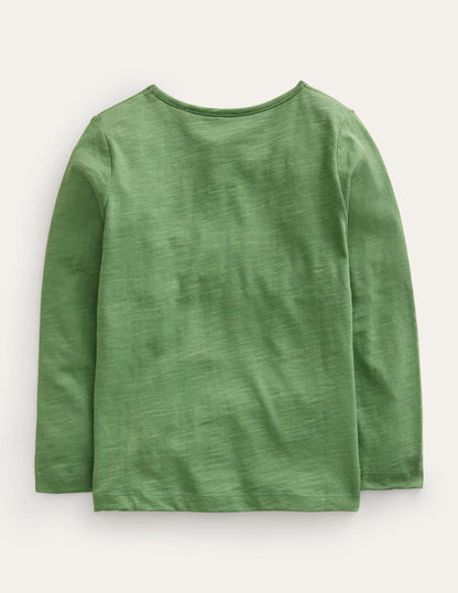 Logo Slub Long Sleeve T-shirt-Safari Green
