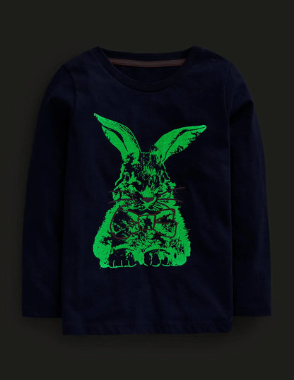 Metallic Logo T-shirt-College Navy Bunny