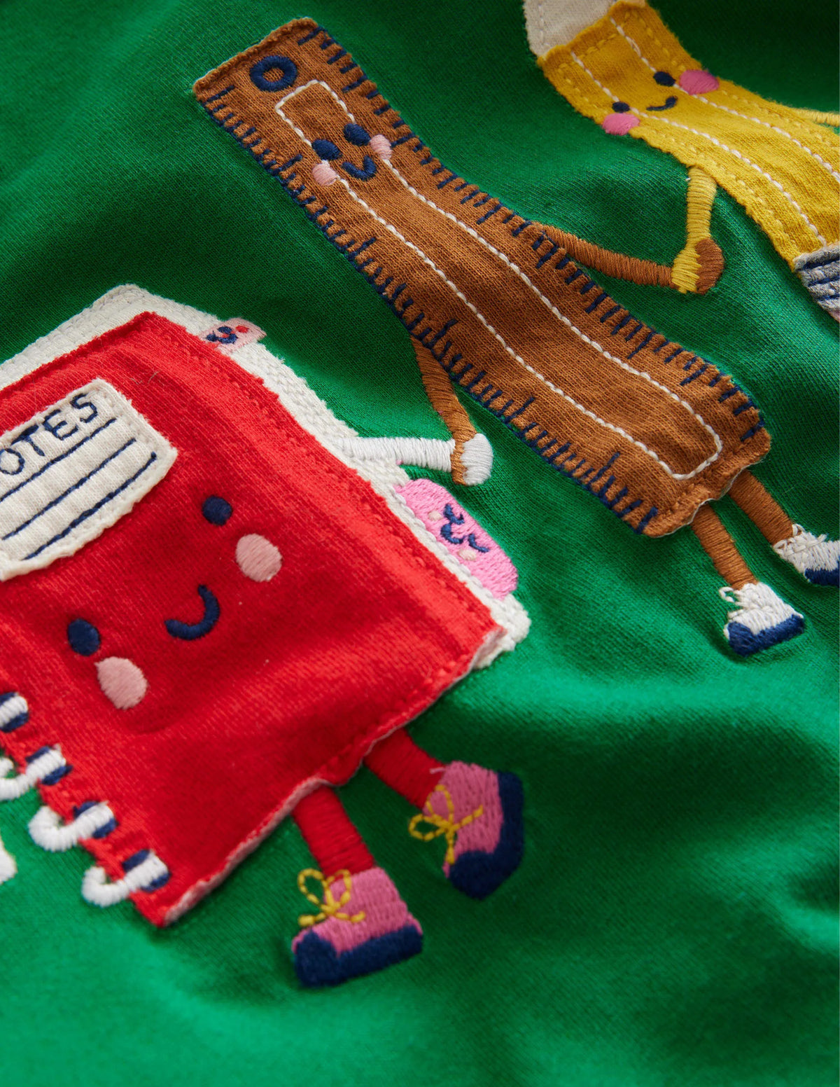 Puff Sleeve Appliqué T-shirt-Deep Green