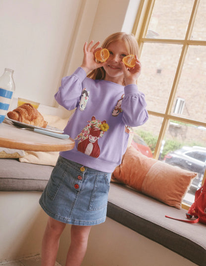 Logo Applique Sweatshirt-Misty Lavender Purple