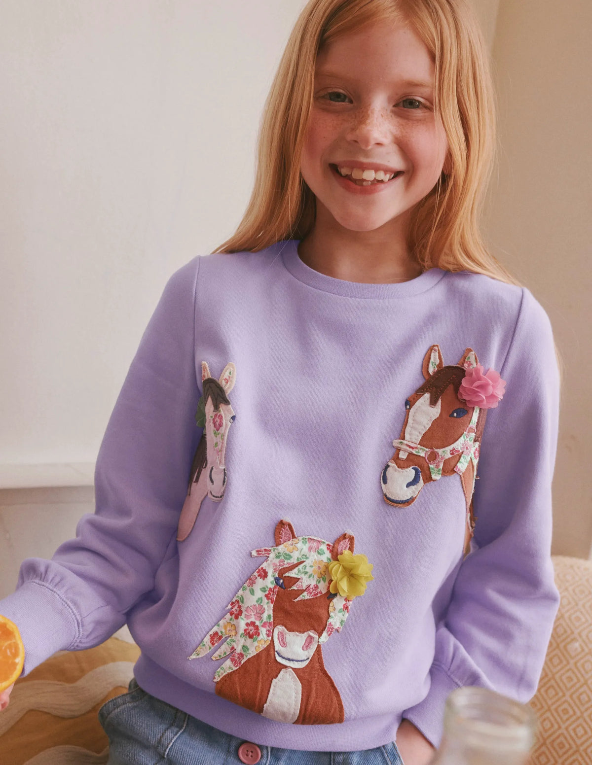 Logo Applique Sweatshirt-Misty Lavender Purple
