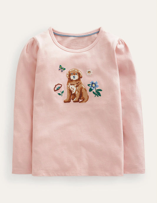 Embroidered T-Shirt-Provence Dusty Pink