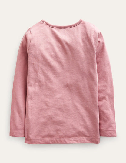 3D Appliqué T-Shirt-Almond Pink Butterflies