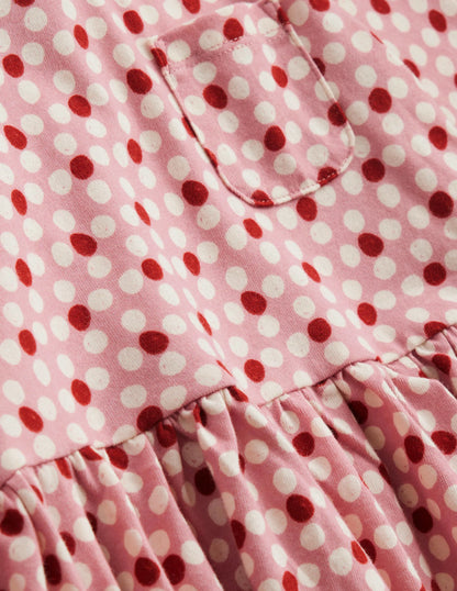 Long Sleeve Fun Jersey Dress-Almond Pink Geo Flower