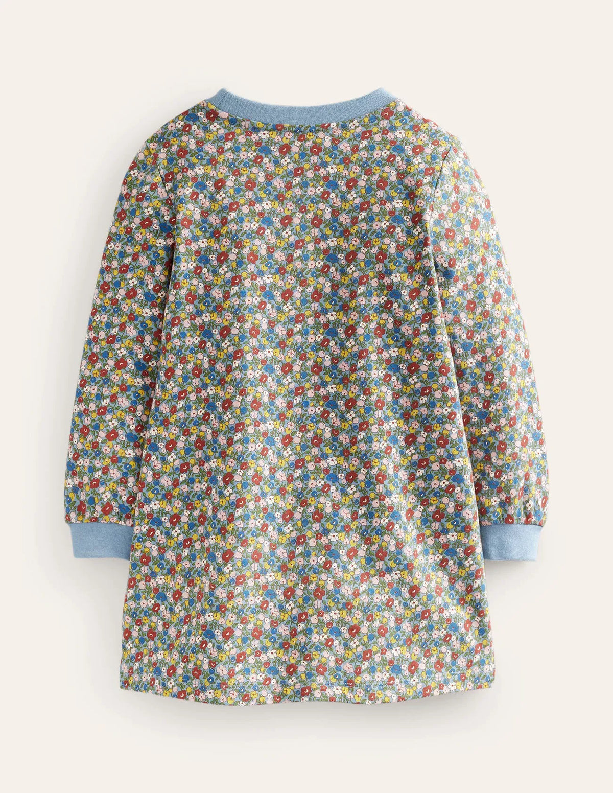 Appliqué Sweatshirt Dress-Pebble Blue Flower Dog