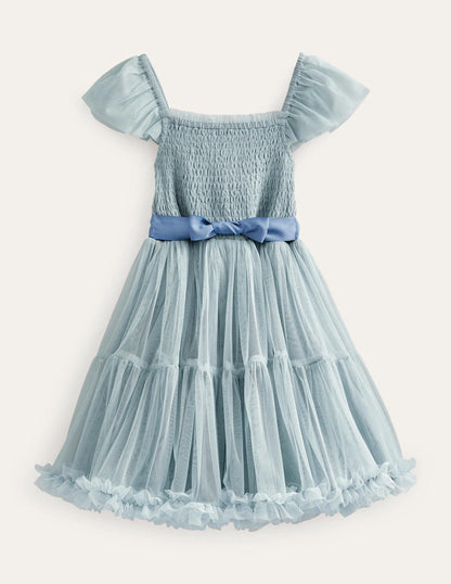 Full Tulle Corsage Dress-Tourmaline Blue