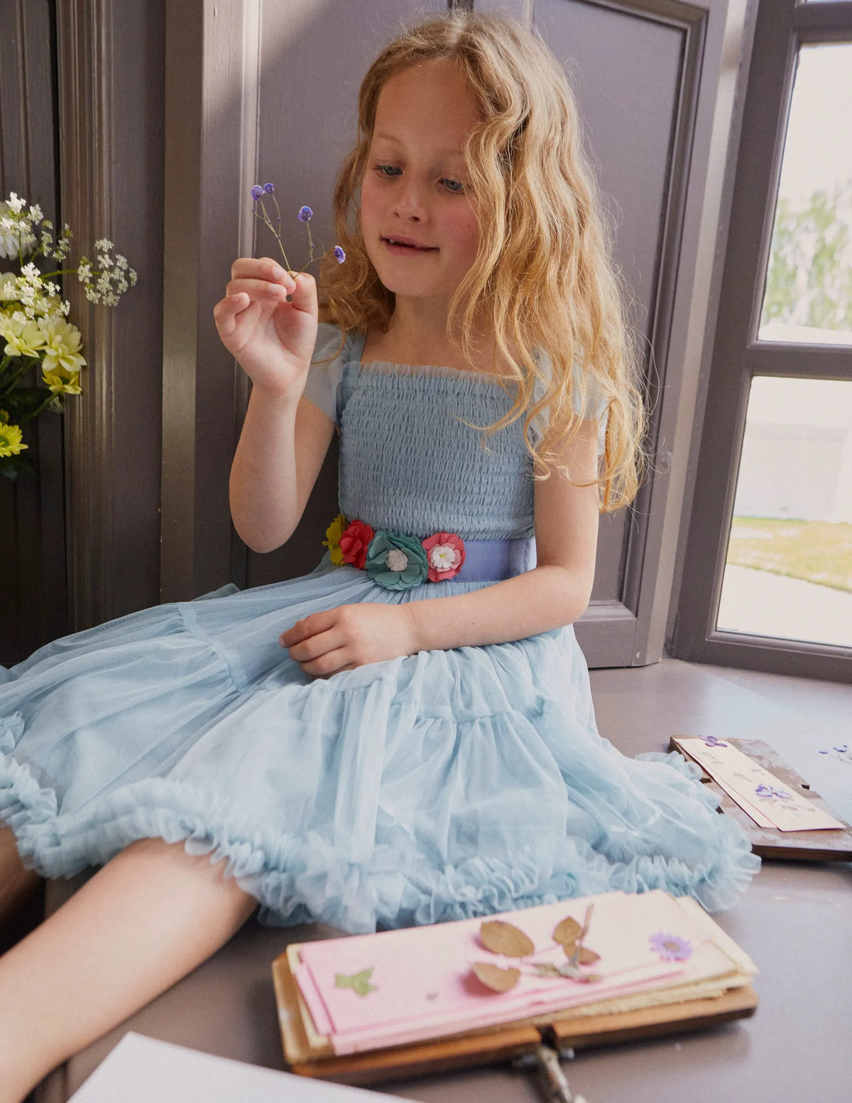Full Tulle Corsage Dress-Tourmaline Blue
