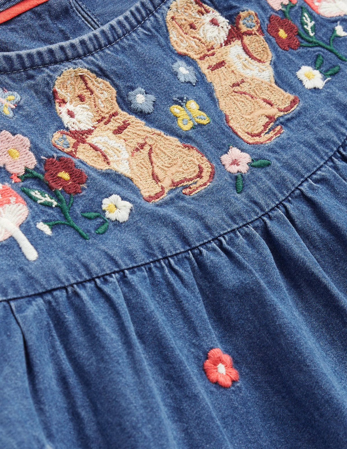 Logo Woven Embroidered Dress-Mid Vintage Denim