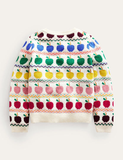 Fair Isle Cardigan-Ivory Apples