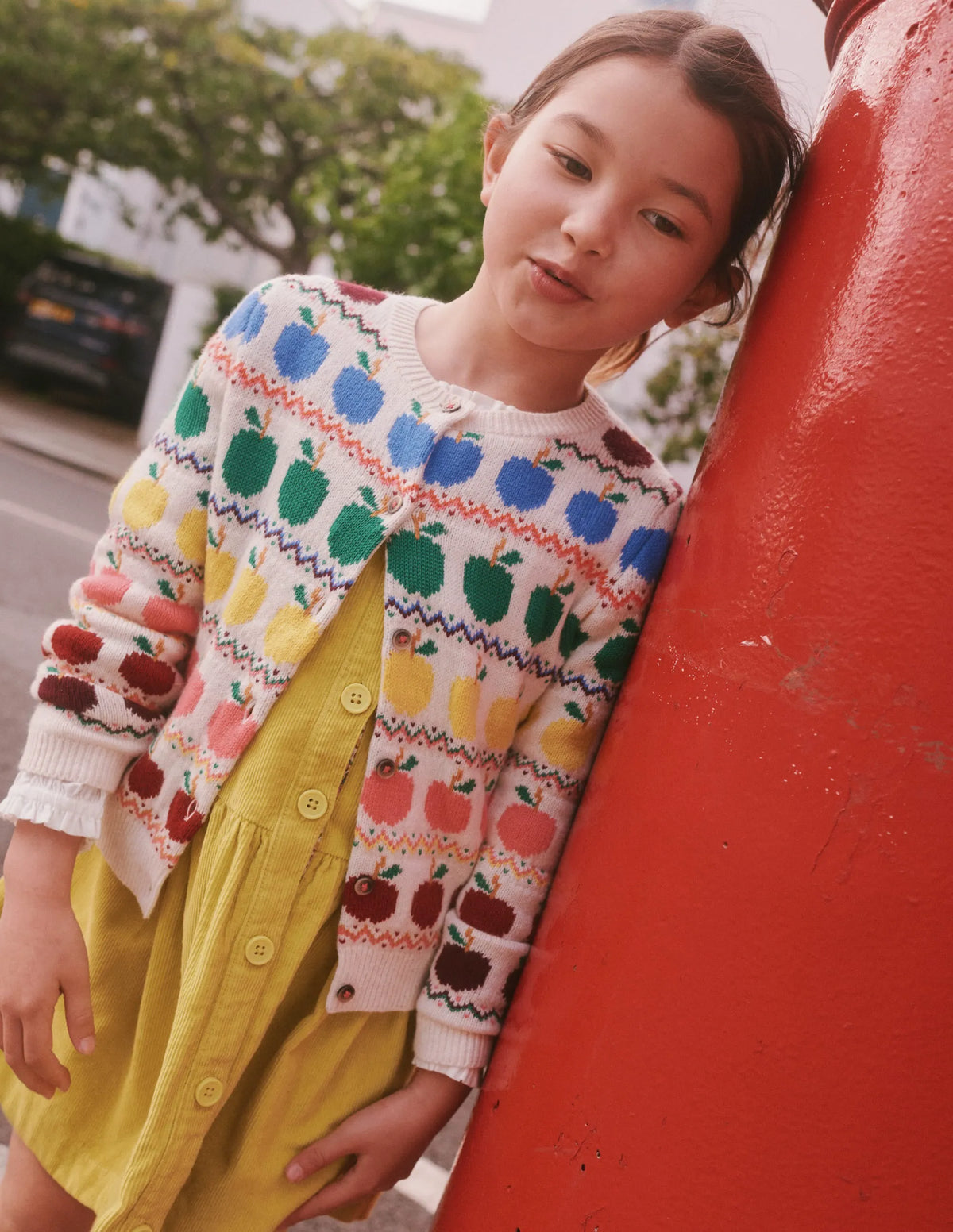 Fair Isle Cardigan-Ivory Apples