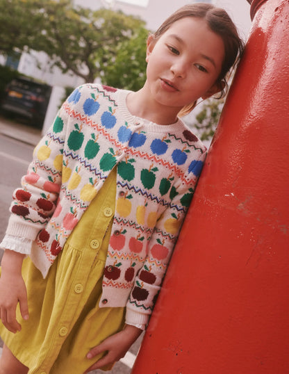 Fair Isle Cardigan-Ivory Apples