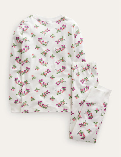 Snug Long John Pajamas-Ivory Floral