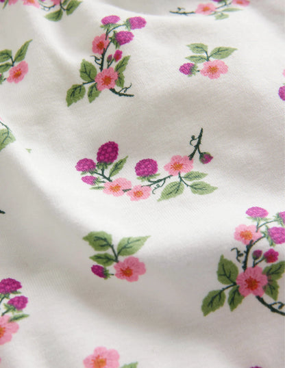 Snug Long John Pajamas-Ivory Floral