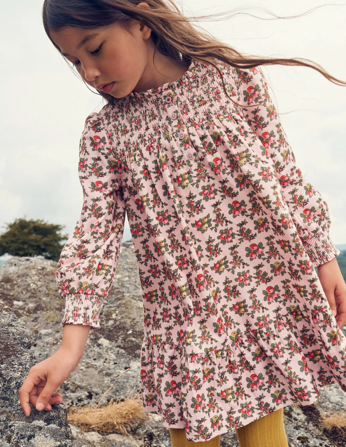 Shirred Cord Dress-French Pink Apple Orchard