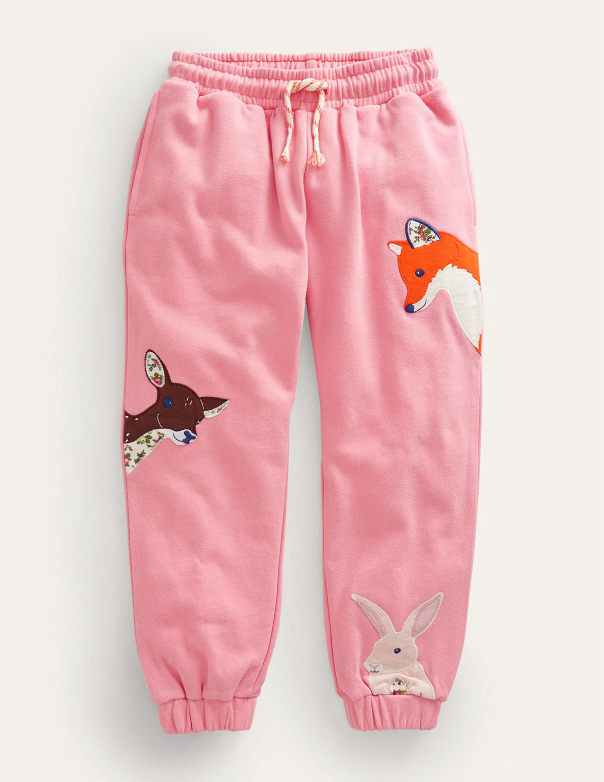 Appliqué Joggers-Almond Pink Animals