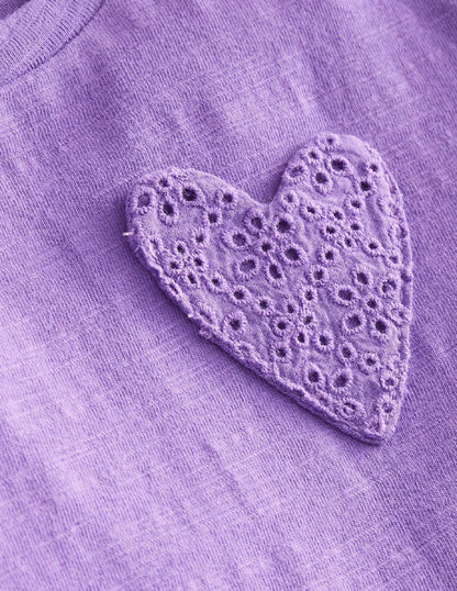 Heart Pocket T-shirt-Aster Purple