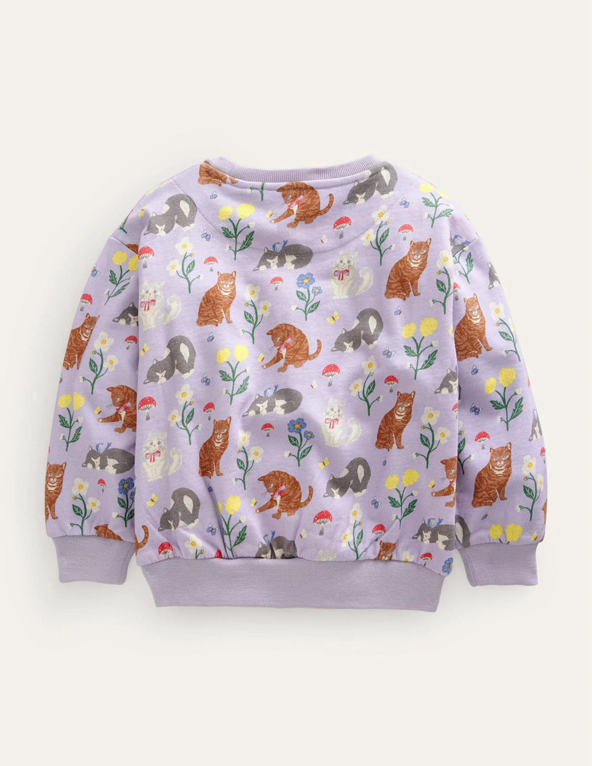 Relaxed Printed Sweatshirt-Light Purple Cats