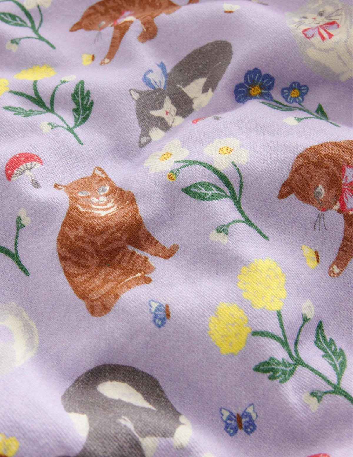 Relaxed Printed Sweatshirt-Light Purple Cats