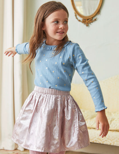 Metallic Party Skirt-Almond Pink